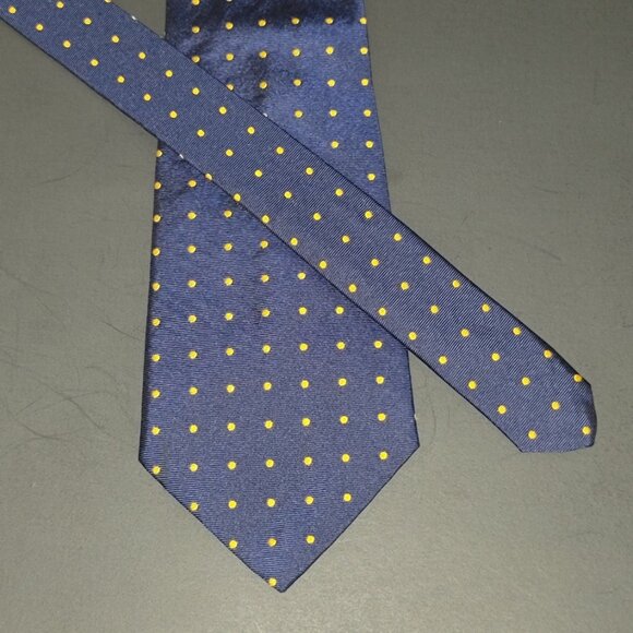 Lauren Ralph Lauren Navy Blue Gold Dot Tie - Picture 1 of 5
